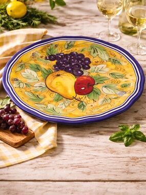 Italian Fruit Melamine Dinner plates, Tuscan style. Set of 8